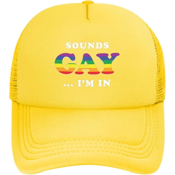 Sounds Gay I'm in Baseball Hats Classic Solid Color Adjustable Mesh Baseball Cap for Men Women Black