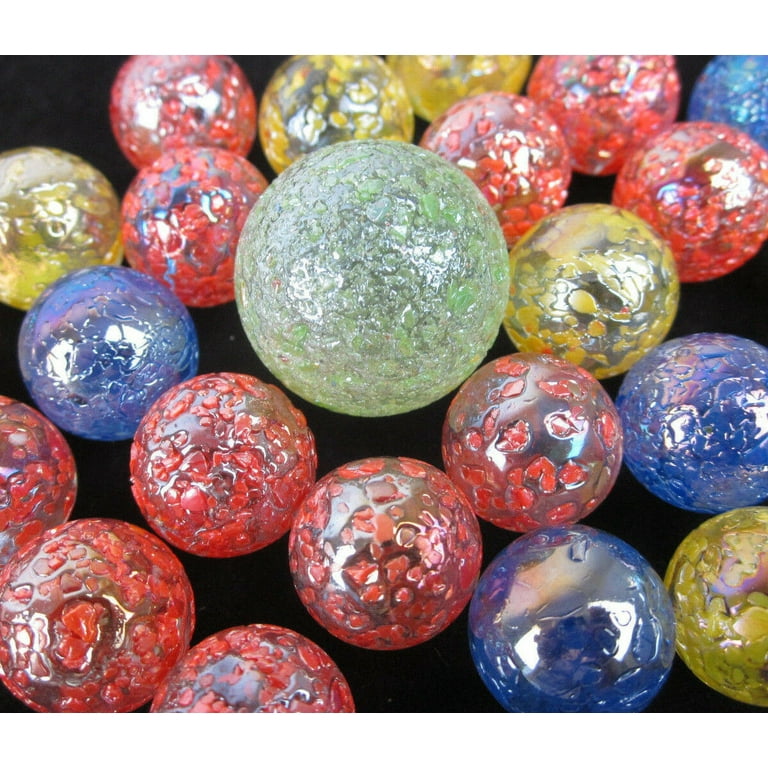 25 Glass Toy Marbles Stardust Speckled Glitter Confetti Game Pack