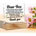 thumbnail image 3 of Appreciation Boss Gifts for Men Women, Dear Boss Thank You Desk Decor Acrylic Desk Plaque Sign with Wood Stand Home Office Desk Sign Keepsake Present for Boss Birthday Leaving Retirement, 3 of 5