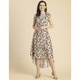 thumbnail image 2 of Moomaya Short Sleeve High-Low V Neck Printed Dress -Women's Stylish Summer Dress, 2 of 9