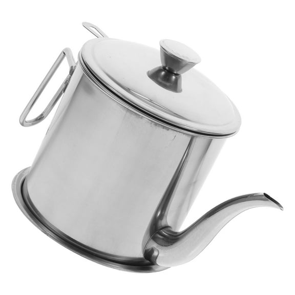 OFFIGAM 1Set Grease Container with Stainless Steel Strainer Polished Surface for Kitchen