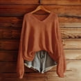 thumbnail image 2 of NMMUED Womens Long Sleeve Tops V Neck Sweaters Knit Sweater for Women Business Casual Sweaters for Women Fall Sweaters for Women Knits Clothing Lightweight Sweaters for Women Orange M, 2 of 3
