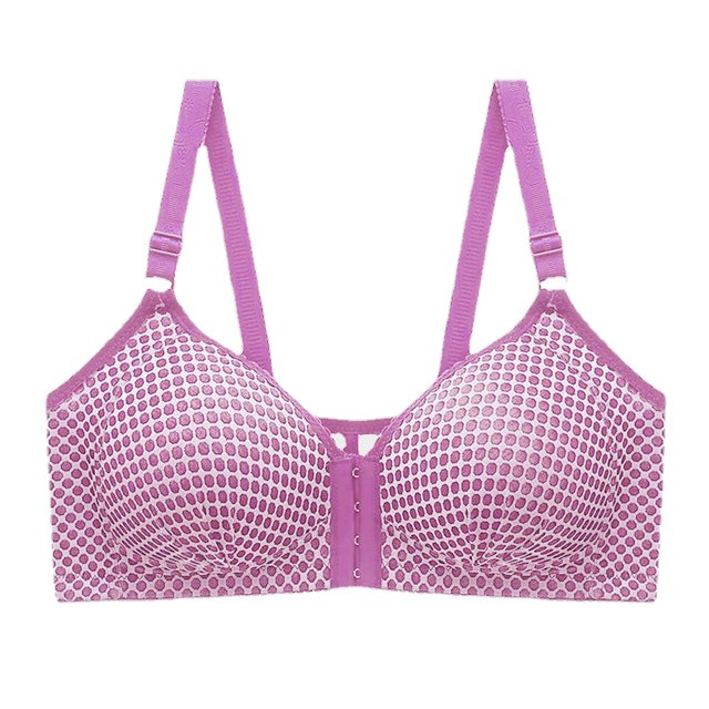 HBFAGFB Bras for Women Comfortable Front Button Built-In Bra without Steel Ring Underwear Purple Size 46