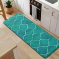 thumbnail image 5 of Teal and Gold Geometric Lattice Pattern Kitchen Rug Mat,Kitchen Runner Rugs Non Skid Washable,Decorative Kitchen Floor Mats for Kitchen,Sink,Laundry,17"x47.2", 5 of 7