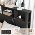 thumbnail image 3 of Twin Size Bed Frame with Storage Headboard & Charging Station, Metal Platform Bed with Built-In Bookcase, Space-Saving Design, No Box Spring Needed, Easy Assembly, Black, 3 of 9