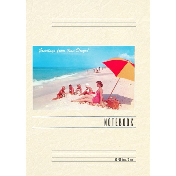 Vintage Lined Notebook Greetings, Family on Beach, San Diego, California, (Paperback)