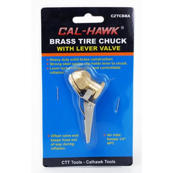 "Cal Hawk Tools Brass Tire Chuck with Lever Valve"