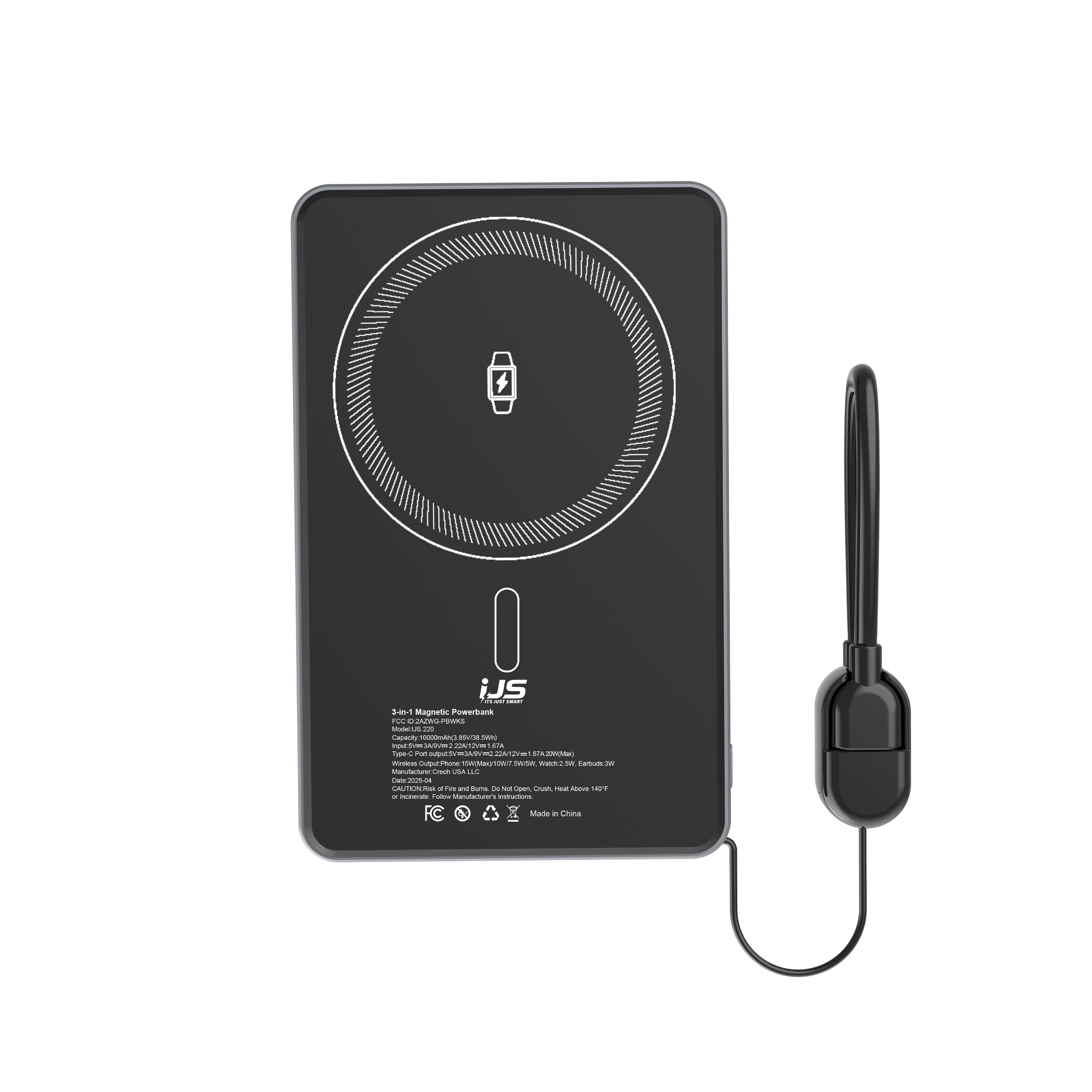 Magnetic Wireless Portable Charger, 10000mAh Power Bank with 20w Fast Charging for Phone Airpods and Watch