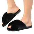 thumbnail image 5 of Ginisom Women's Fuzzy Slippers Cross Band Fluffy Open Toe House Slide Slipper, 5 of 6