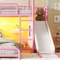 thumbnail image 4 of Bellemave Twin Over Full Bunk Bed with Slide and LED, Metal Floor House Bed with Wardrobe and Movable Storage Cabinet for Kids, No Box Spring Required, Pink, 4 of 9