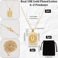 thumbnail image 2 of 1 Box 1Pc 18K Gold Plated Brass Initial Letters M Necklaces with Rectangle Velvet Pouches for Men Women, 2 of 9
