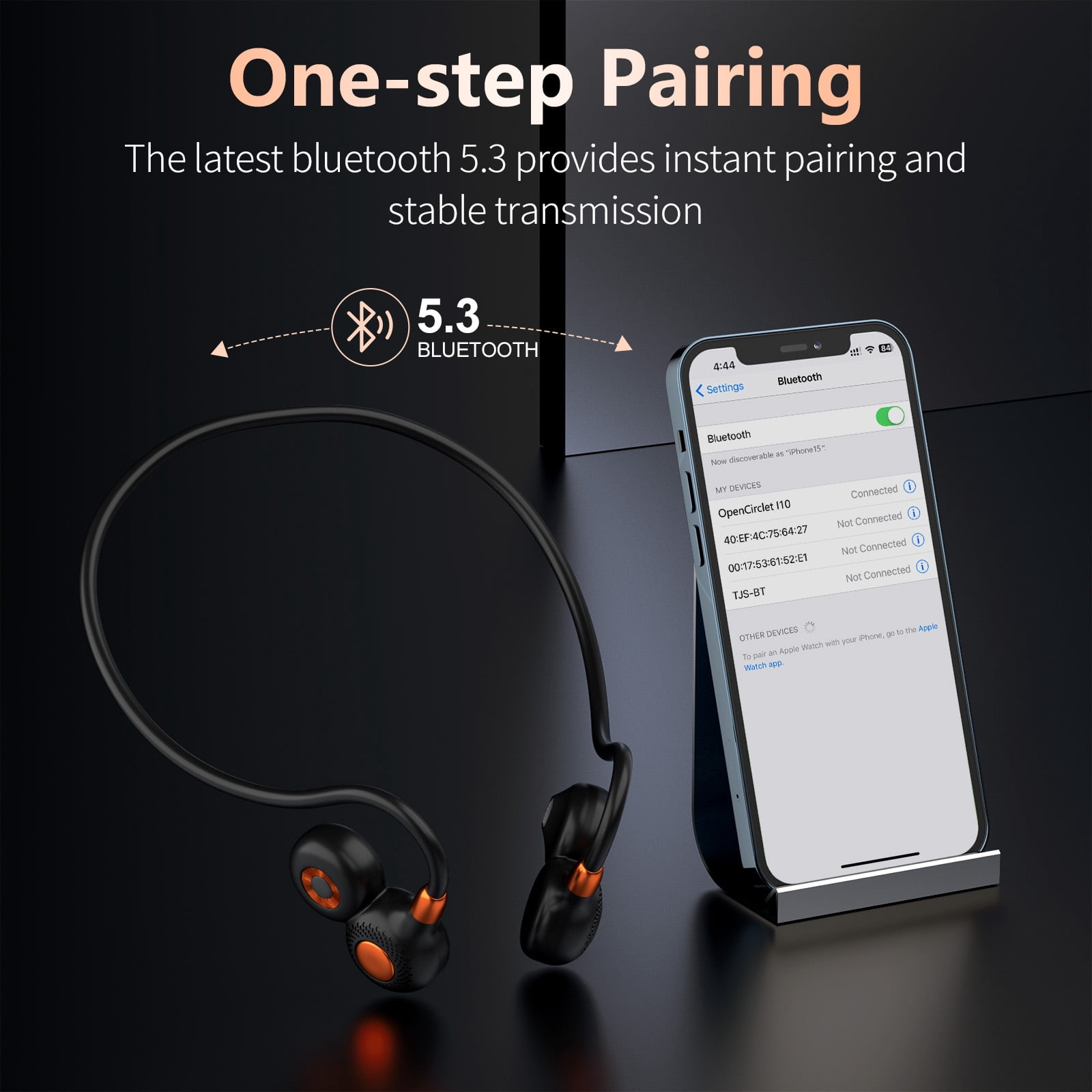 Open Ear Headphones,2026 Stereo Bluetooth 5.4 Headphones Deep Bass Ear Bud,Bluetooth Earbuds with Microphone，IPX7 Waterproof Earphone for Gym/Running/Workout