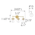thumbnail image 3 of Satin Gold 3-Light Bathroom Vanity Light, Clear Seedy Glass Globe Shades, Dimmable, 3 of 10