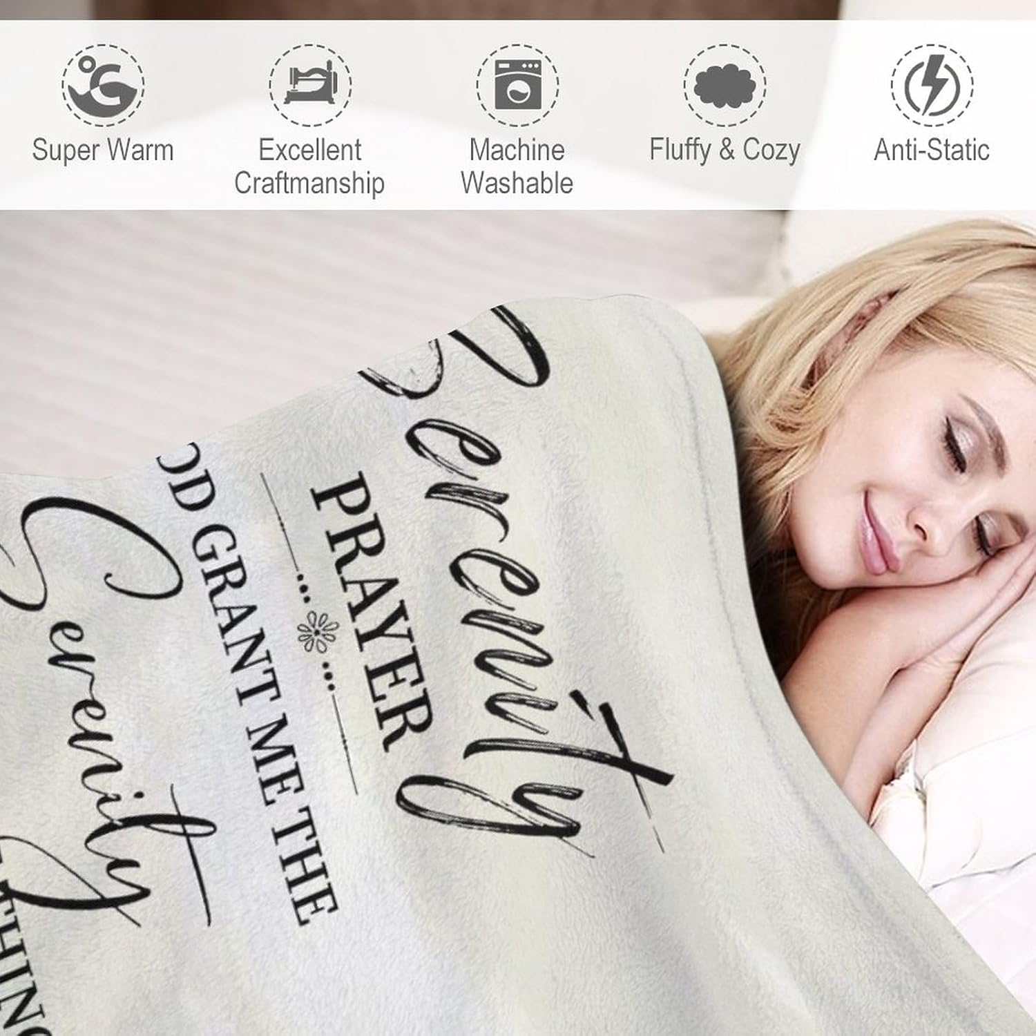 Serenity Prayer Blanket Christian Gifts for Women & Men Religious Throw Blanket Christian Blanket Bible Verse Blanket for Kids Adults Soft Warm Cozy Fleece Blanket for Couch Sofa Bed 40"x50"