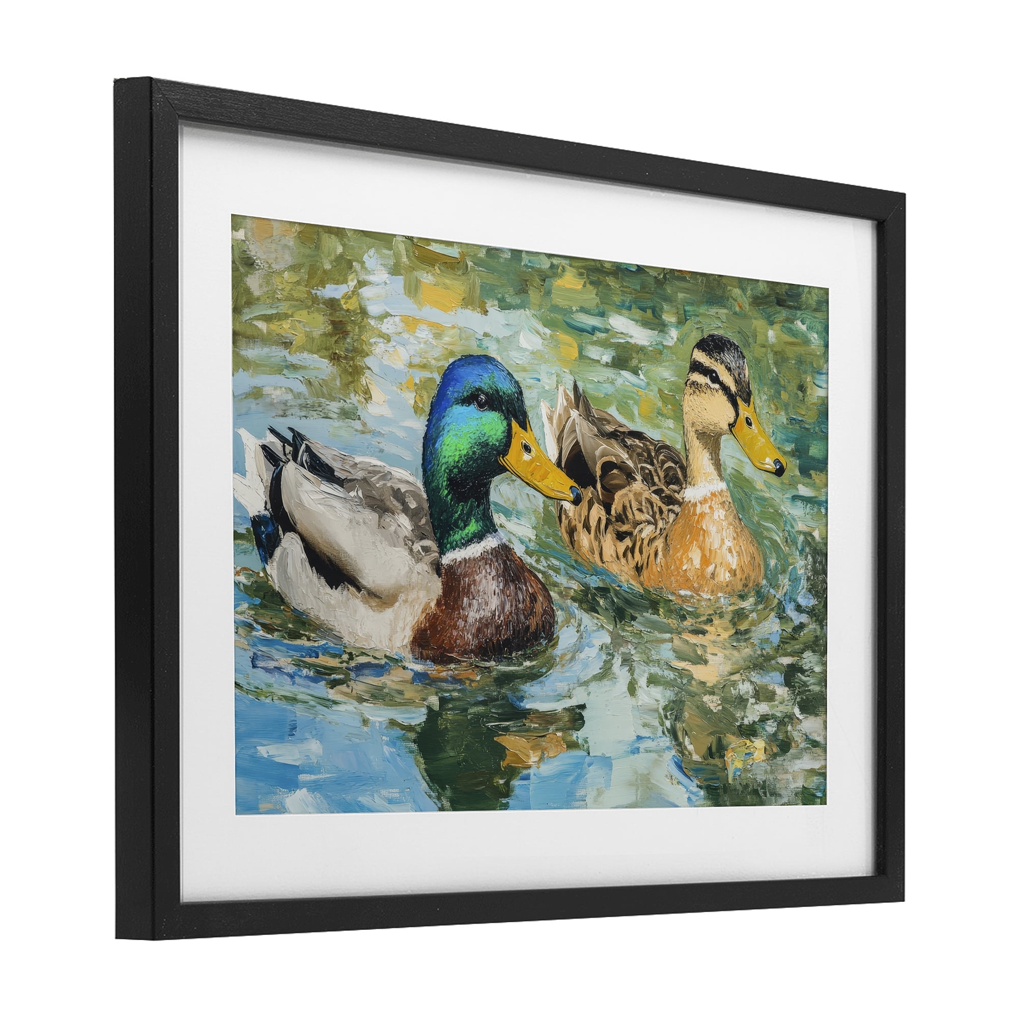 Stupell Industries Ducks Out For A Swim Black Framed Print Under Glass, design by Petal Prints Design