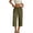 Army Green -BM13, variant on Capri Cotton Linen Wide Leg Pants for Women Plus Size with Pockets High Waisted Elastic Drawstring Summer Casual Cropped Trousers Khaki 3XL