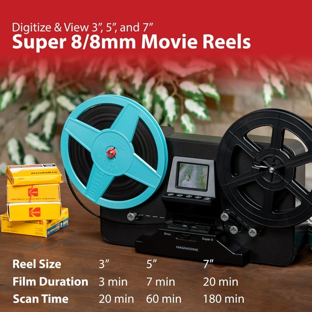 Magnasonic Super 8/8mm Film Scanner, Converts Film into Digital Video, Vibrant 2.3 Screen, Digitize and View 3, 5 and 7 Super 8/8mm Movie Reels