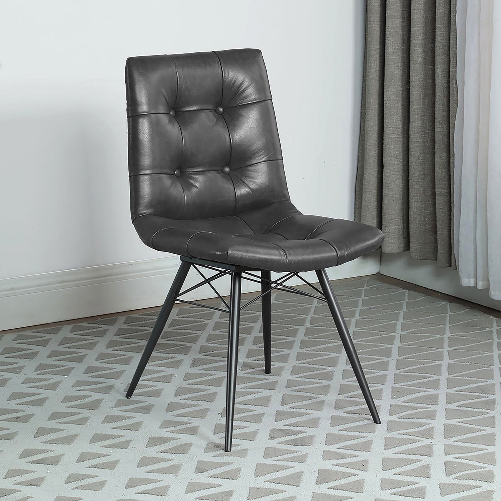 Four Armless Upholstered Tufted Back Chairs for Dining / Comfortable Seating for Family Meals