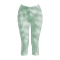 thumbnail image 4 of CHEEREAM Womens Capri Leggings Plaid Print Elastic Waisted Cropped Pants Skinny Split Hem Bottom, 4 of 7