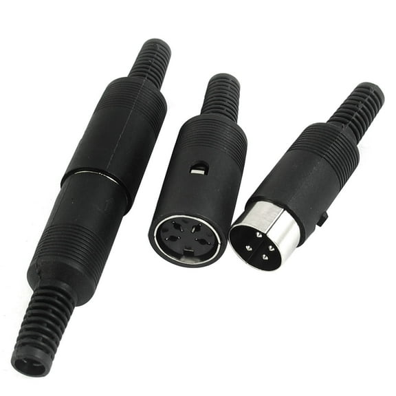 2 Pairs 4 Pins Male Female Jack Plug DIN Audio Connector 6.5mm Replacement