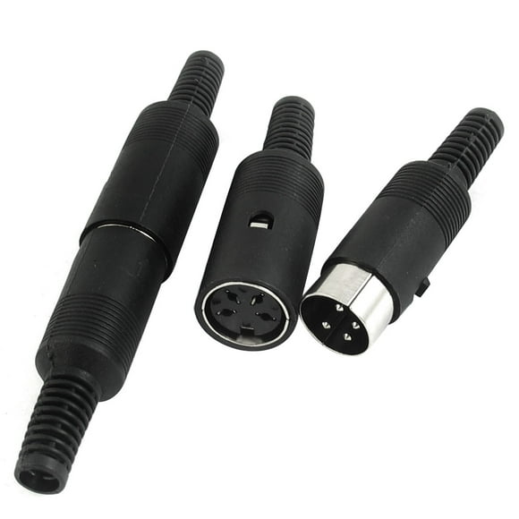 Unique Bargains 2 Pairs DIN 4Pin Male/Female Audio Video AV Cable Adapter Connector 6.5mm