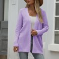 thumbnail image 2 of ZQUUVOU Cardigan Sweaters for Women Tops Solid Color Loose Knitted Long Sleeve Open Front Coat Purple, 2 of 5