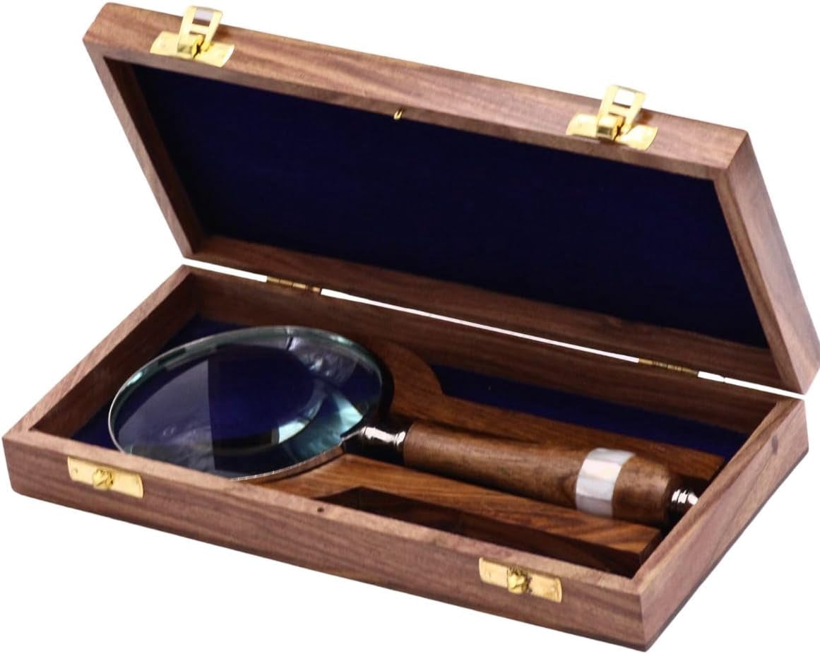 Personalized Gift Magnifying Glass with Engraved Hardwood Box - Unique Gift