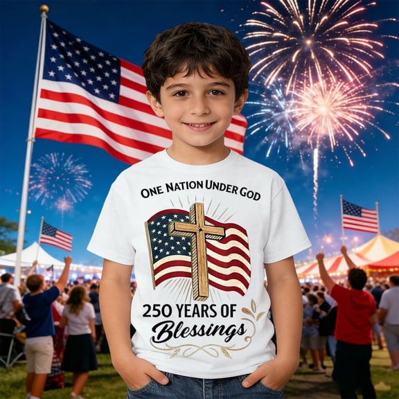 Kids 250 Anniversary USA Shirts Casual Soft 250 Year T-Shirt Comfortable Regular Fit Short Sleeve Tee 4th Of July Tops