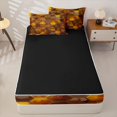 thumbnail image 4 of Homewish Watercolor Honeycomb Zipper Full Size Comforter Sets with Fitted Sheet and 2 Pillowcases,Brown Hexagon Zipper Bedding Set,Black Reversible,4-Piece, 4 of 7
