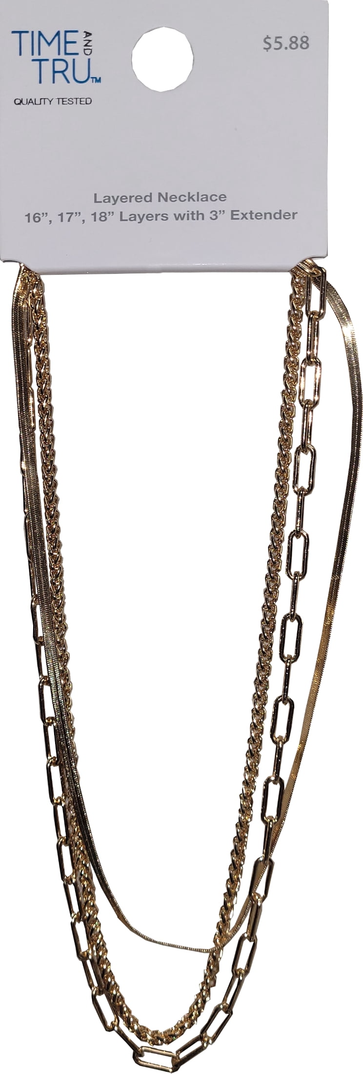 Time and Tru Women's Gold Tone 16"Adjustable Layering Chain Necklace. 16",17"18" Layer Necklace makes this Necklace Amazing for Everyone!