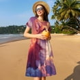 thumbnail image 4 of Easygdp Sunset Cloud Corgi para Vestido Transpirable de Mujer, Vestido Suelto de Manga Corta con Pliegues y Bolsillos para el Verano, 4 of 6