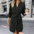 thumbnail image 3 of Gamivast Shirt Dresses for Women Long Sleeve Collar Button Down Work Dresses Tie Waist Tunic Dress Knee Length Business Casual Office Daily Wear Fall, 3 of 8