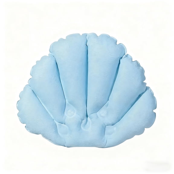 Light Blue Soft Spa Headrest For Bathtub With Strong Suction Cups And Shell Design Pack Of 2 Pillows For Comfortable Bath Support And Portability