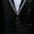 thumbnail image 3 of NoxwB Men's Formal Dress Performance Blazer&Pants Suit Floral Sequin Notched Lapel One Button Long Sleeve Tailcoat & Straight Leg Trouser Set Casual Party Prom Outfit Black M, 3 of 8