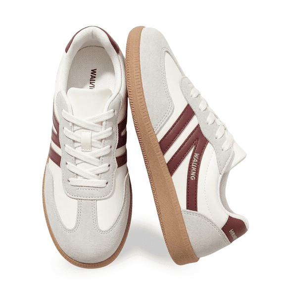 BERANMEY Women's Retro Fashion Sneakers Comfortable Casual Anti Slip Platform Low-Top Sneakers Lace Up Memory Foam Tennis Walking Skate Shoes