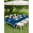 thumbnail image 3 of Outdoor Tablecloth with Umbrella Hole and Zipper, Navy Blue Snowflake Rectangle Table Cloth 60x102 Inch Waterproof Tablecloth, Christmas Winter Vintage Stripes Picnic Table Cover for Patio Camping, 3 of 7