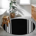 thumbnail image 4 of 3ft Round Rug, Black Striped Non-Skid Rubber Backing Large Area Rugs - Living Room Bedroom Home Office, Farmhouse Black White Stripes Indoor Floor Mat Carpets Washable Rug, 4 of 9