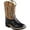 Black Croco Print Foot & Light Brown Crackle Shaft, variant on Old West Toddler's All Over Leatherette Material Broad Square Toe Boots