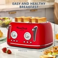 thumbnail image 6 of Plum Chef 4 Slice Toaster, Retro Stainless Steel with Bagel Defrost Cancel Function, 6 Browning Settings, Dual Control Toaster with Extre Wide Slot & Removable Crumb Tray, Red, 1650W, 6 of 7
