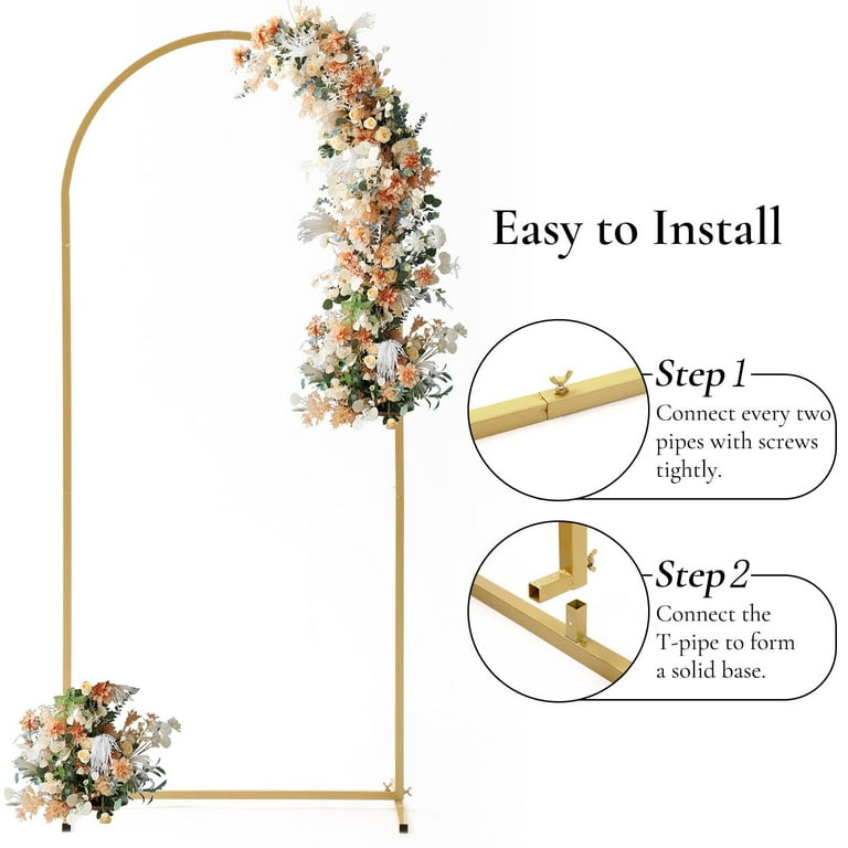 Tuekys 4x7.2FT Wedding Arch Backdrop Stand, Metal Arched