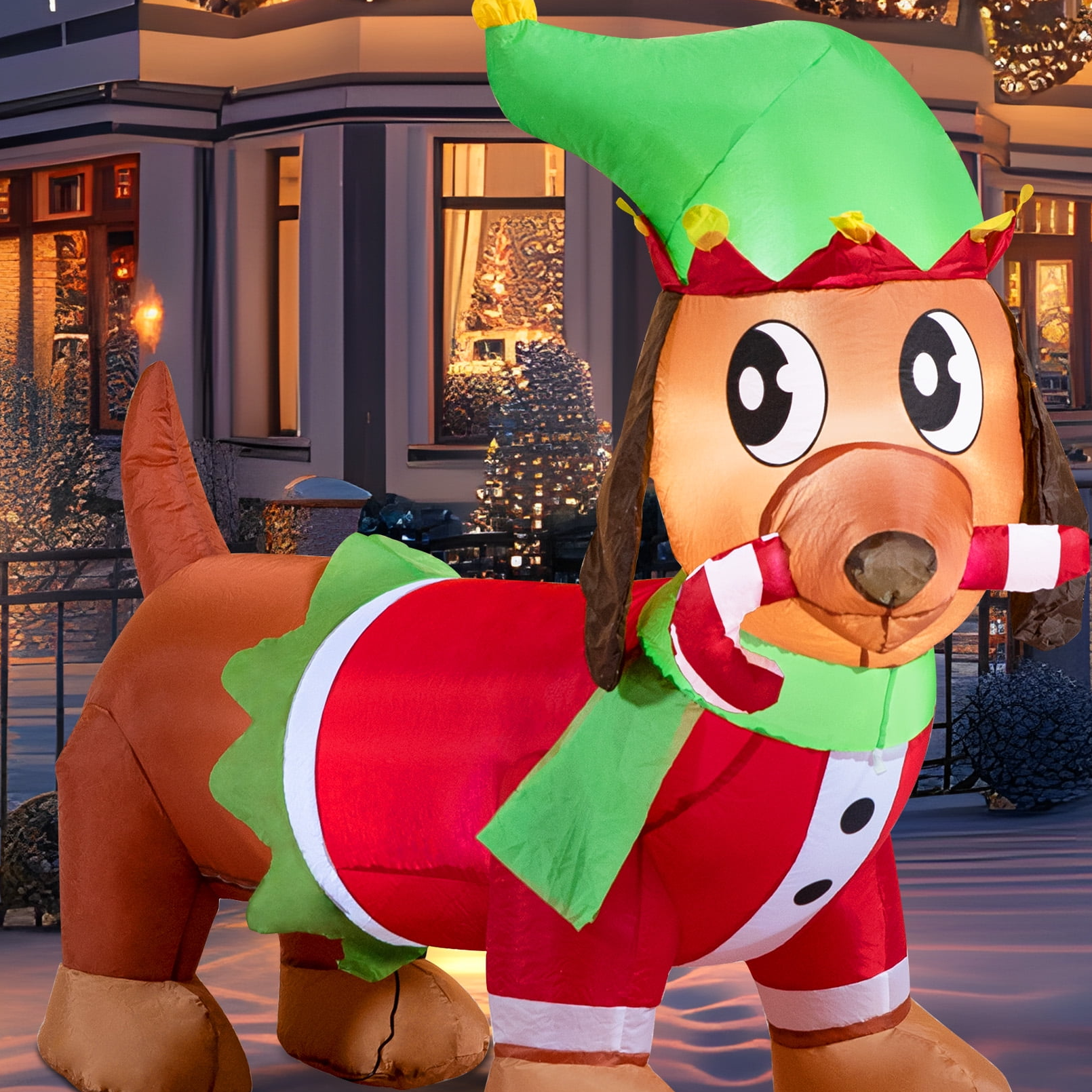 Joiedomi Bassotto Gonfiabile 1,5 Metri Con Luci LED | Decorazione Natale Per Esterno E Giardino | Cane Wiener Luminescente