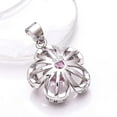 thumbnail image 2 of Pink Sapphire - Simulated, CZ 925 Sterling Silver Platinum Plated Flower Pendant 1.00" P1, Sapphire Pendant, Gift For Her, Round Pendant, Pink Pendant, 2 of 2