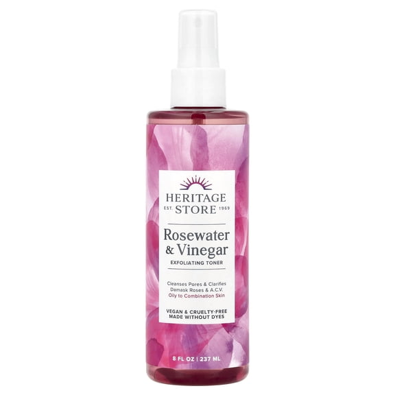 Heritage Store Rosewater Vinegar | With Apple Cider Vinegar | Hydrates, Refreshes & Clarifies Skin | No Alcohol | 8oz