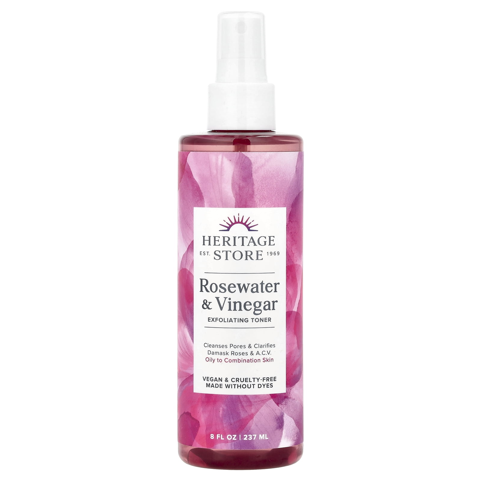 Heritage Store Rosewater Vinegar | With Apple Cider Vinegar | Hydrates Refreshes & Clarifies Skin | No Alcohol | 8oz