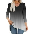 thumbnail image 2 of ZHYou Womens V-Neck Tunic Top Gradient Color Block 3/4 Sleeve Loose Flowy Fit Shirts,Sizes:S,M,L,XL,2XL, 2 of 6