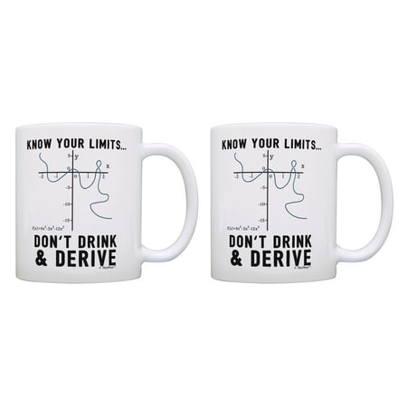 

ThisWear Funny Math Mug Set Don t Drink & Derive Math Themed Gifts for Math Lovers 11 ounce 2 Pack Coffee Mugs
