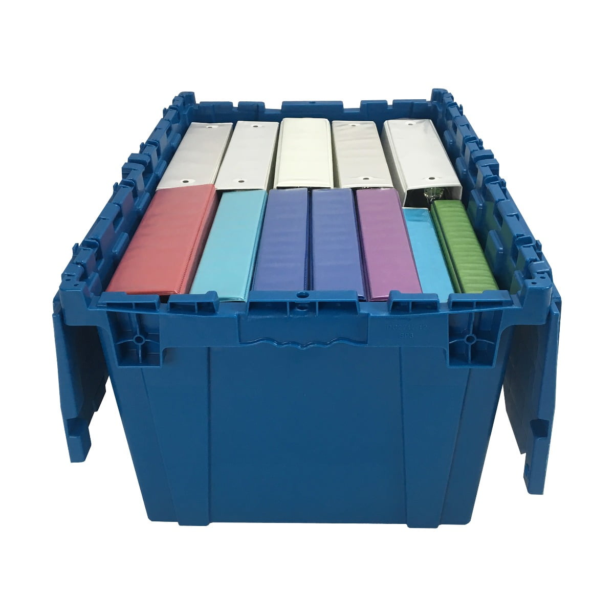 uBoxes Storage and Packing Plastic Tote Crate Attached Lid Flip Top, 27"x17"x12"