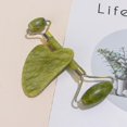 thumbnail image 1 of 2 In 1 Facial Massage Roller Guasha Board Kit Double Heads Jade Stone Face Lift Skin Relaxation Imming, 1 of 1