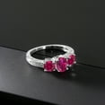 thumbnail image 3 of Gem Stone King 2.97 Ct Oval Red Created Ruby 925 Sterling Silver Moissanite Ring (Size 5), 3 of 4