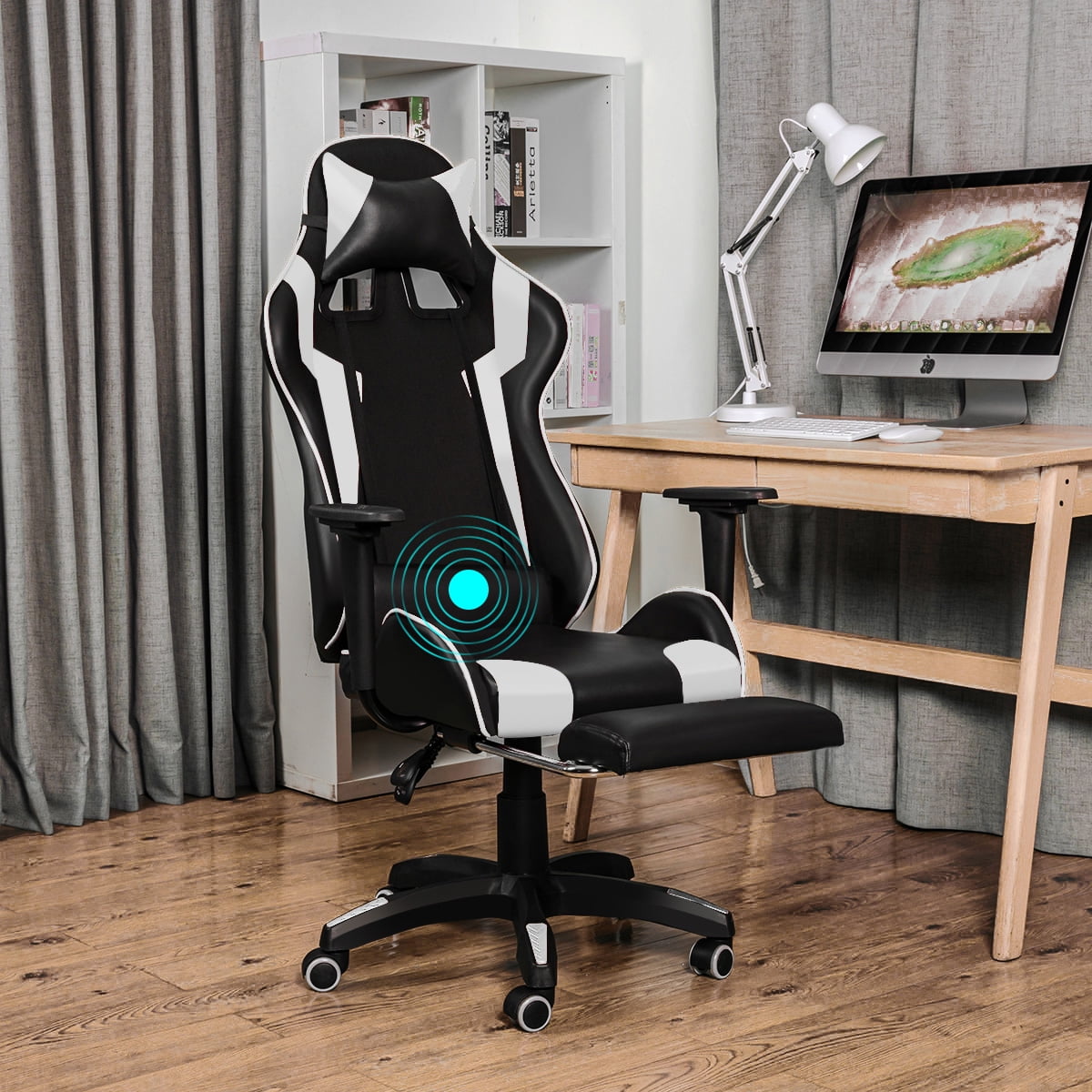 High Back Office Massage Chair 90° 155° Reclining Massage Gaming Chair